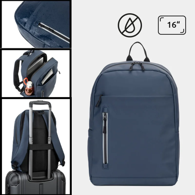 Zaino porta pc da 16” in PU con cerniera riflettente e idrorepellente con aggancio trolley