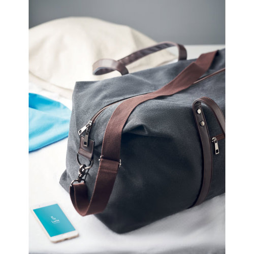 Borsa in tela da 450gr con dettagli in PU riciclato e fodera in RPET e con cinghie robuste regolabili e removibili incluse 55X24.5X36cm