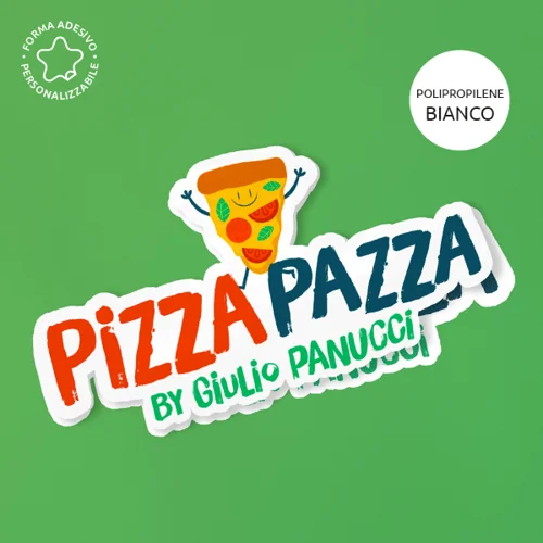 Stickers adesivi personalizzabili in polipropilene bianco con verniciatura antigraffio