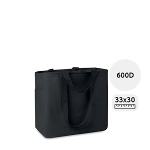 Shopper in poliestere con tasca laterale e interna con chiusura a zip da 600d 33x16x30cm