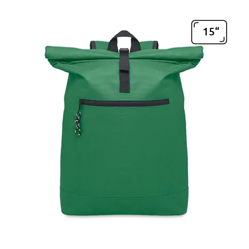Zaino porta PC da 15" rolltop in poliestere 600D schienale imbottito e tasca frontale