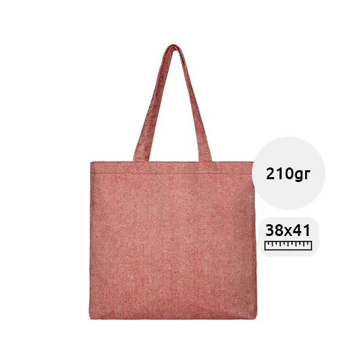 Shopper in cotone riciclato con fondo ampio disponibile in diversi colori e manici lunghi da 210gr 38x41x8cm