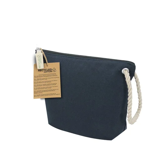 Beauty Case in cotone riciclato con chiusura a cerniera e cordoncino per un facile trasporto