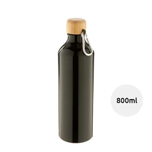 Borraccia in alluminio da 800ml con tappo in bambù e moschettone