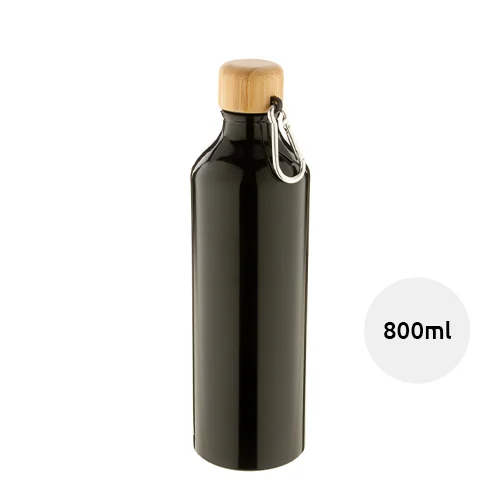 Borraccia in alluminio da 800ml con tappo in bambù e moschettone