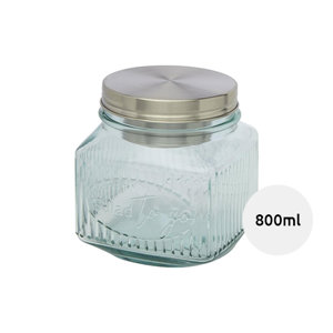 Insalatiera in vetro riciclato con coperchio a vite in acciaio inox e inserto per condimenti da 800ml