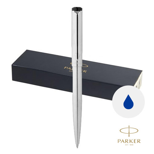 Penna a sfera Parker in acciaio inossidabile con meccanismo a rotazione e refill blu