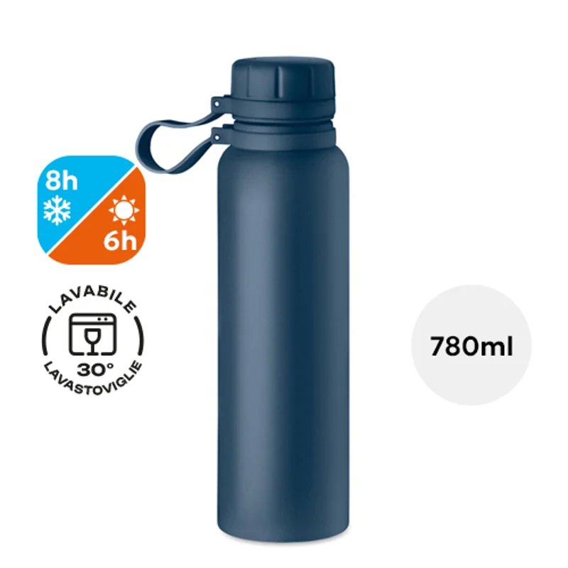Borraccia termica in acciaio inox con coperchio a rotazione e impugnatura in silicone da 780ml