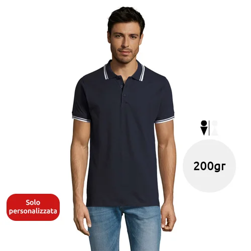 Maglietta polo da uomo colori assortiti a maniche corte taglio aderente 100% cotone pettinato 200g