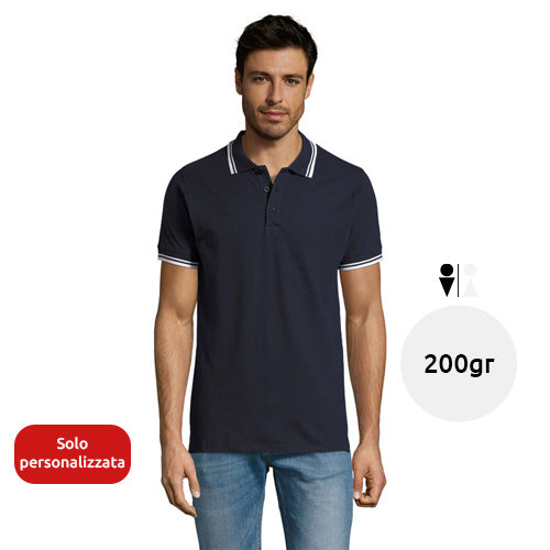 Maglietta polo da uomo colori assortiti a maniche corte taglio aderente 100% cotone pettinato 200g