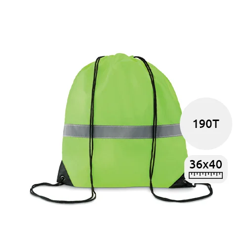Sacca in poliestere con parti riflettenti e chiusura a coulisse da 190T 36x40cm