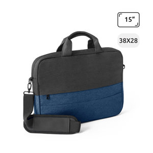 Borsa porta pc da 15" imbottita in poliestere riciclato 600D con tracolla e cinghia per trolley 38x28x6cm