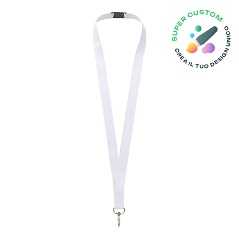 Lanyard in PET riciclato totalmente personalizzabile con sgancio di sicurezza