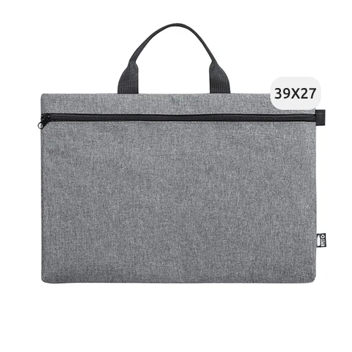 Borsa porta documenti in RPET con maniglia per il trasporto e chiusura a zip 39x4x27cm
