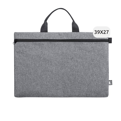 Borsa porta documenti in RPET con maniglia per il trasporto e chiusura a zip 39x4x27cm