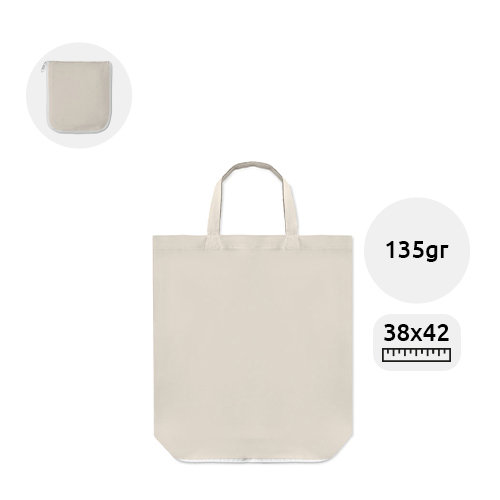 Shopper in cotone richiudibile con zip da 135gr 38x12x42cm