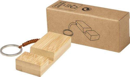 Supporto per telefono in bambù con portachiavi con scatola regalo kraft