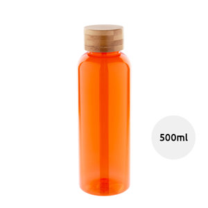 Borraccia in RPET trasparente in diverse colazionicon tappo in bambù da 500ml