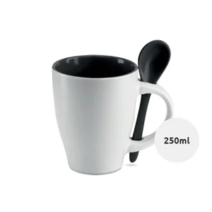 Tazza bicolore in ceramica con cucchiaino in tinta 250ml