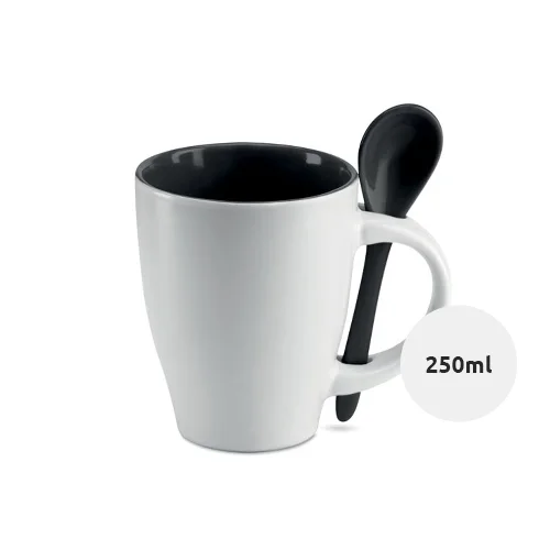 Tazza bicolore in ceramica con cucchiaino in tinta 250ml