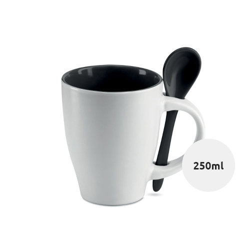 Tazza bicolore in ceramica con cucchiaino in tinta 250ml