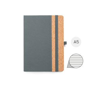 Block notes A5 con copertina rigida in sughero e PU con 192 pagine a righe color avorio