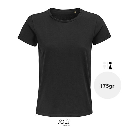 T-shirt da donna colori assortiti a girocollo taglio aderente 100% cotone biologico 175gr