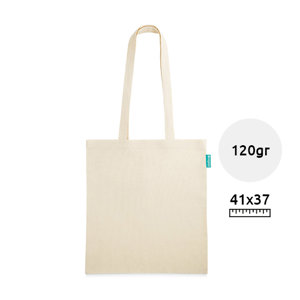 Borsa Shopper in cotone biologico con manici lunghi in colore naturale da 120gr 37x41cm