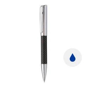 Penna a sfera in metallo con canna in fibra carbonio refill blu