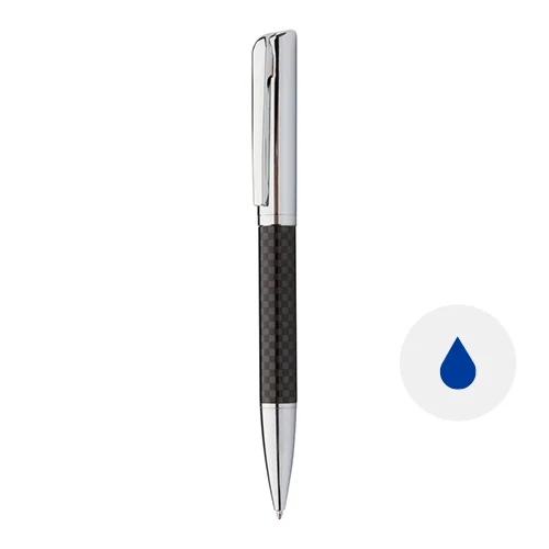 Penna a sfera in metallo con canna in fibra carbonio refill blu