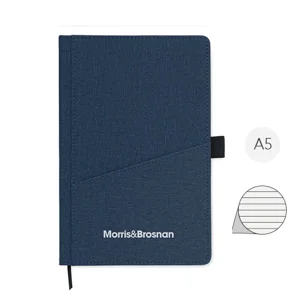 Block notes A5 con copertina rigida in PU e tasca frontale pagine a righe in carta riciclata 