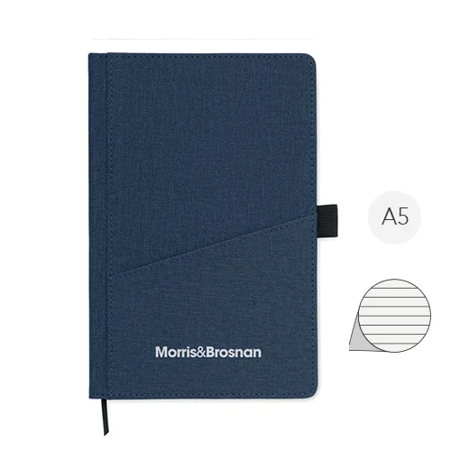 Block notes A5 con copertina rigida in PU e tasca frontale pagine a righe in carta riciclata 