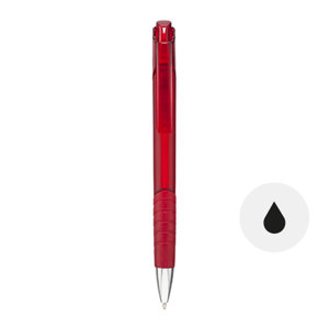 Penna a sfera in plastica rossa con meccanismo a scatto e refill nero