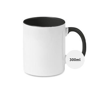 Tazza in ceramica bianca con parete interna e manico colorati ideale per sublimazione 300ml