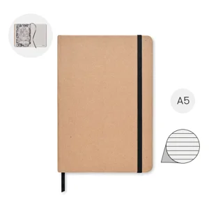 Block notes A5 copertina rigida in cartone riciclato 160 pagine foderate in carta pietra 80 fogli elastico e segnapagina