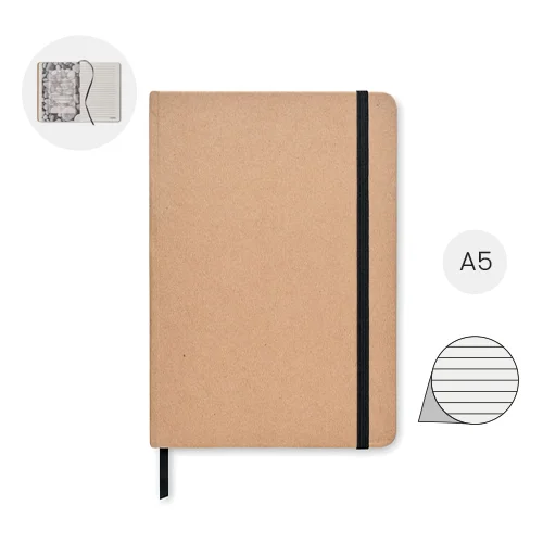 Block notes A5 copertina rigida in cartone riciclato 160 pagine foderate in carta pietra 80 fogli elastico e segnapagina
