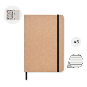 Block notes A5 copertina rigida in cartone riciclato 160 pagine foderate in carta pietra 80 fogli elastico e segnapagina