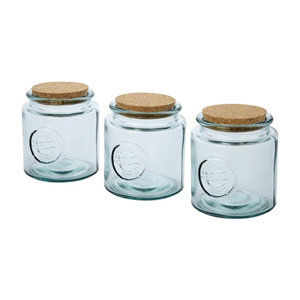 Set di 3 contenitori in vetro riciclato con coperchio in sughero da 800ml