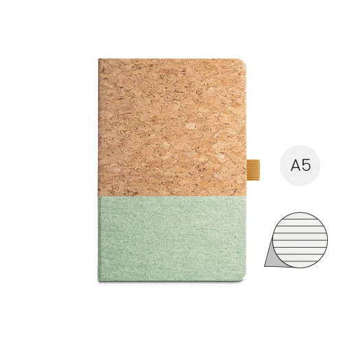 Block notes A5 copertina in sughero e lino a 192 pagine di carta avorio a righe
