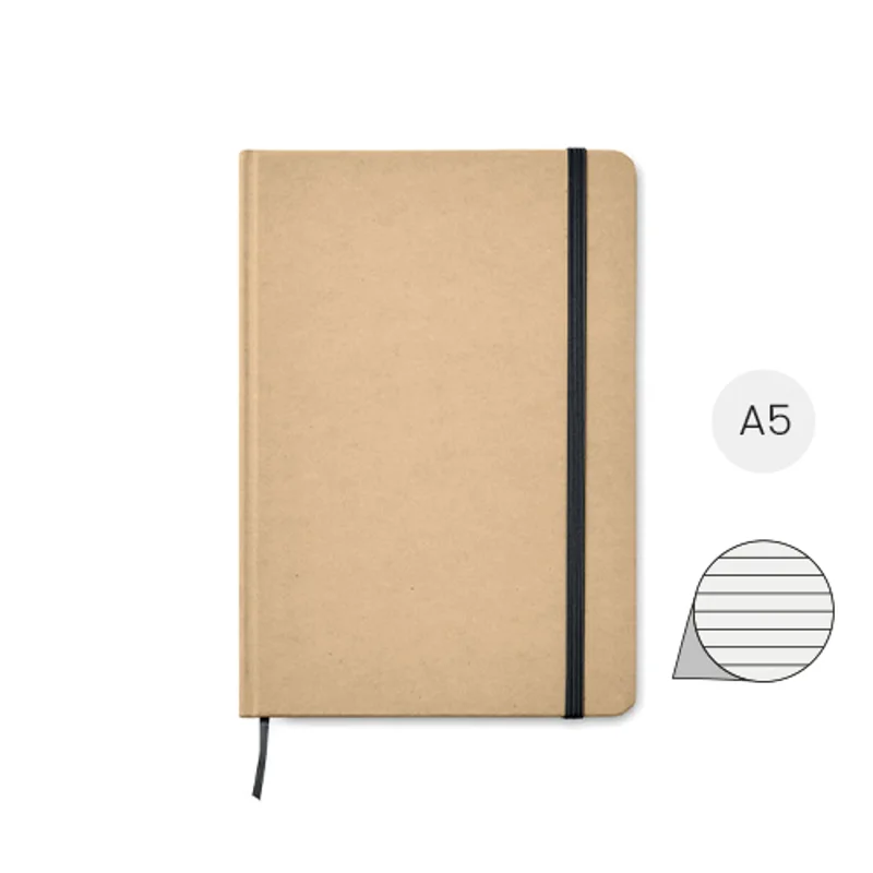 Block notes A5 in carta riciclata e 160 pagine a righe