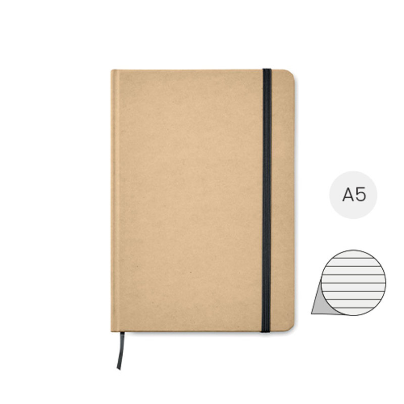 Block notes A5 in carta riciclata e 160 pagine a righe