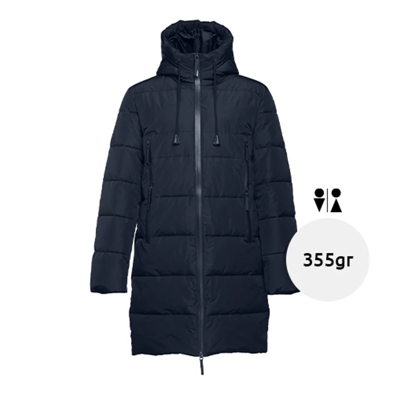 Parka trapuntato unisex con cappuccio e polsini elasticizzati in poliestere