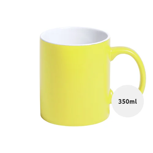 Tazza colorata in ceramica con parete interna bianca e personalizzazione in tinta 350ml