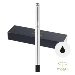 Penna roller Parker in acciaio inossidabile con cappuccio e refill nero