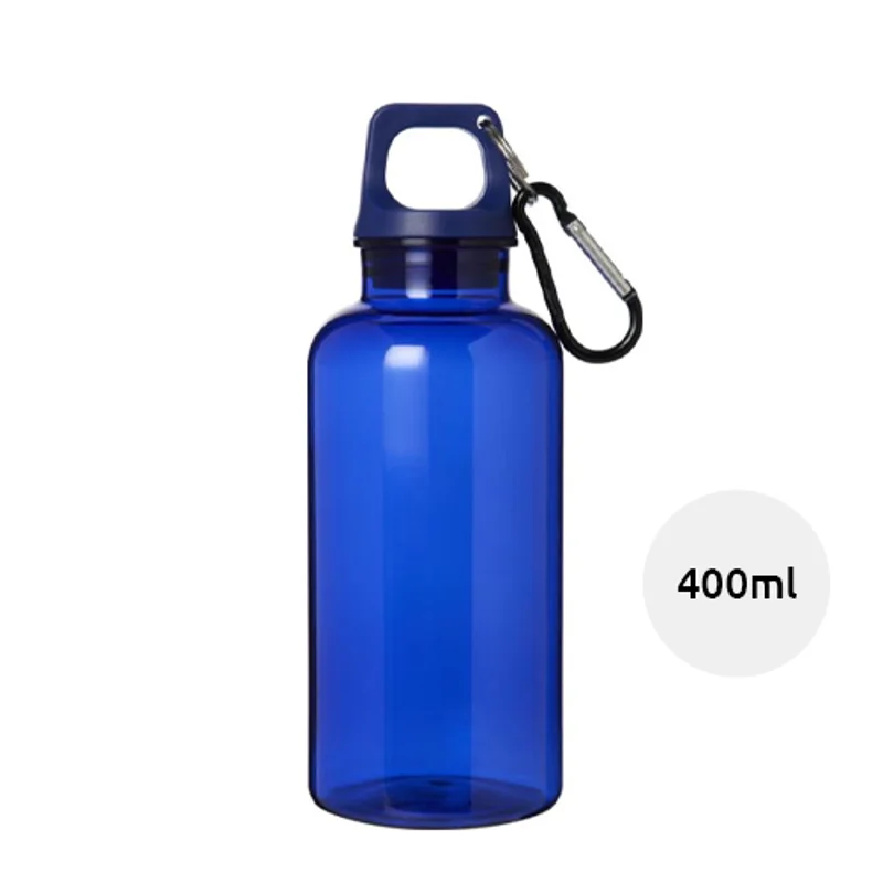 Borraccia in plastica riciclata certificata da 400 ml con moschettone