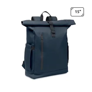 Zaino rolltop porta PC da 15" in poliestere 600D schienale imbottito cinghia trolley