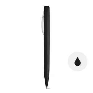 Penna a sfera in ABS finitura metallizzata colorata con meccanismo a rotazione e refill nero