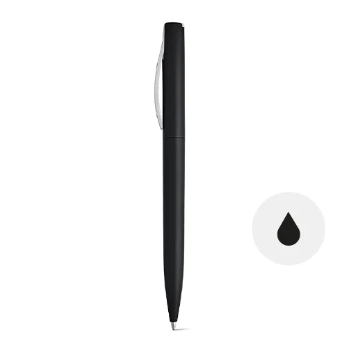 Penna a sfera in ABS finitura metallizzata colorata con meccanismo a rotazione e refill nero