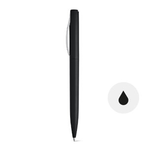 Penna a sfera in ABS finitura metallizzata colorata con meccanismo a rotazione e refill nero