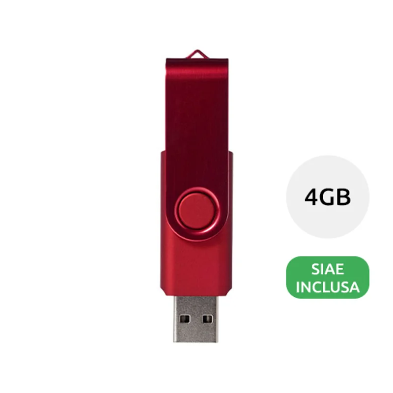 Chiavetta USB in plastica e alluminio con apertura girevole colorata da 4GB
